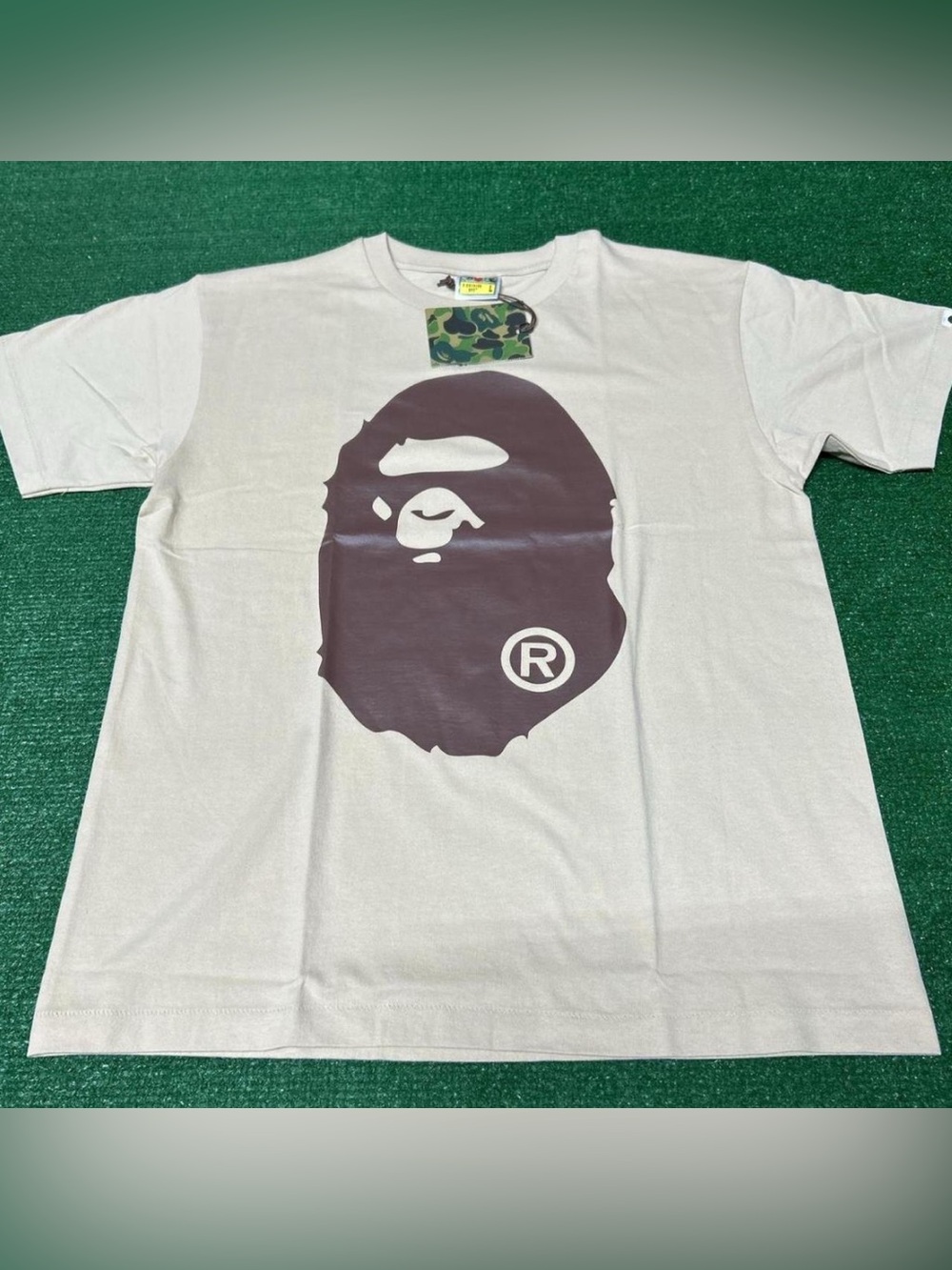 Bape big head Ape Logo T-Shirt Tan size Small